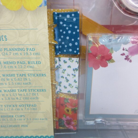 Pioneer Woman Breezy Blossom Menu Planner Clips Memo Pad Washi Tape Pen 12pc Set - Picture 5 of 10